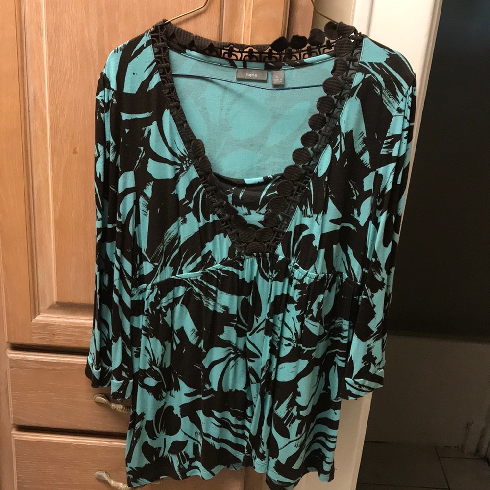 Brown and Teal Printed Top